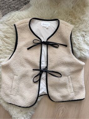 By Anthropologie Faux-Shearling Tie-Front Vest